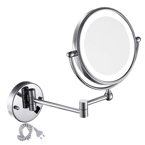 ESPELHO DUPLA FACE E6500 C/LUZ AUMENTO 5X CROMADO ITALY LINE