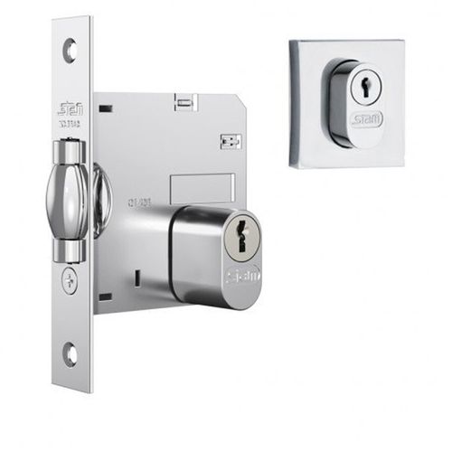 Fechadura 1005 Trinco Rolete Roseta Quadrada Externa Cromado Stam
