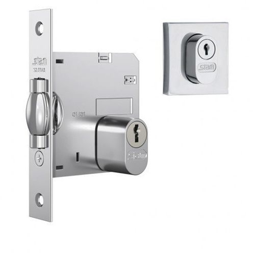 Fechadura 1005 Trinco Rolete Roseta Quadrada Externa Cromo Escovado Stam