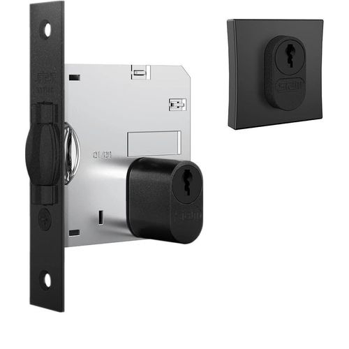 Fechadura 1005 Trinco Rolete Roseta Quadrada Externa Preto Fosco Stam