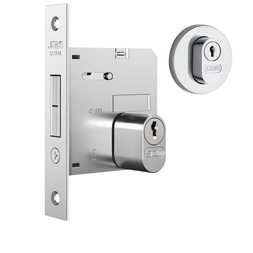Fechadura 1006 Bico Duplo Roseta Redonda Externa Inox Stam