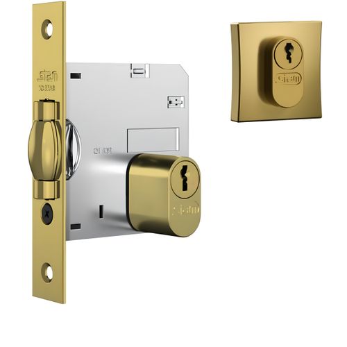 Fechadura 1005 Trinco Rolete Roseta Quadrada Externa Gold Stam