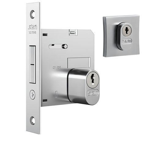 Fechadura 1006 Bico Duplo Roseta Quadrada Externa Cromado Escovado Stam