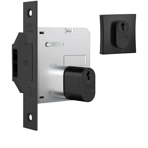 Fechadura 1006 Bico Duplo Roseta Quadrada Externa Preto Fosco Stam