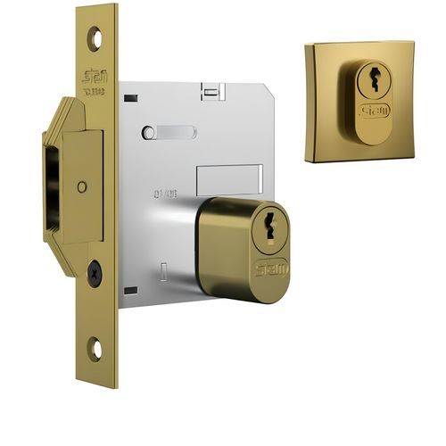 Fechadura 1006 Bico Duplo Roseta Quadrada Externa Gold Stam