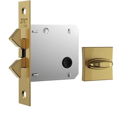 Fechadura 1006s Bico Duplo Roseta Quadrada Banheiro Gold Stam