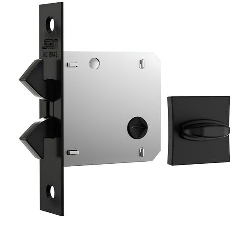 Fechadura 1006s Bico Duplo Roseta Quadrada Banheiro Preto Stam