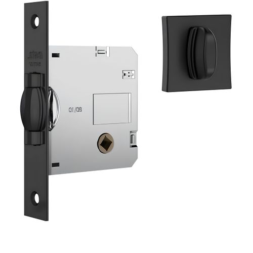 Fechadura 1025 Trinco Rolete Roseta Quadrada Banheiro Preto Fosco Stam