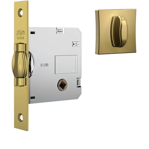 Fechadura 1025 Trinco Rolete Roseta Quadrada Banheiro Gold Stam