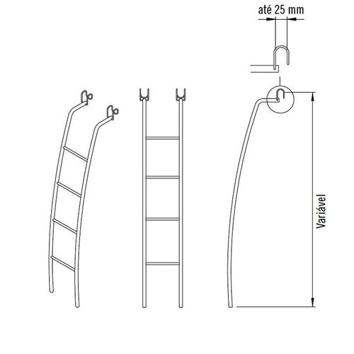 Escada Tubular 6204 Curva 1470mm Cromada Masutti