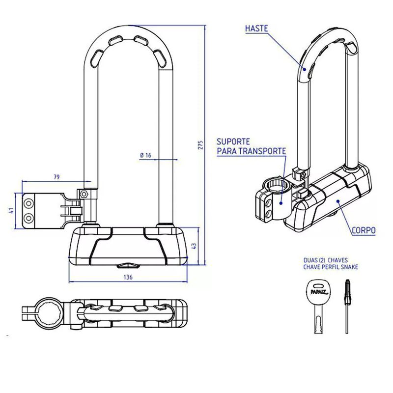 Cadeado Trava Tipo U-Lock Com Cabo para Bicicleta e Moto Papaiz 80814_03.jpg
