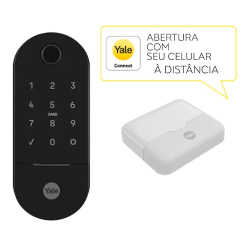 Combo Fechadura Digital Lia Trinco Rolete Preta Fosca Yale