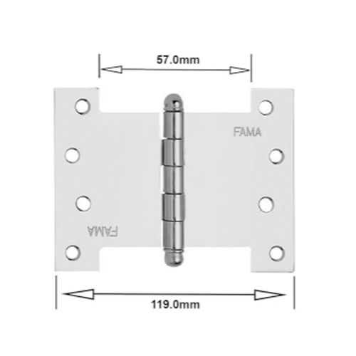Dobradiça Palmela 1218 Tipo H 2.¼ X 4.½ Aço Cromo Escovado Fama