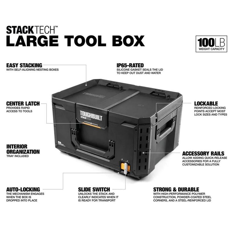 Caixa de Ferramentas Grande StackTech Empilhavel IP65 Personalizavel ToughBuilt 81080_04