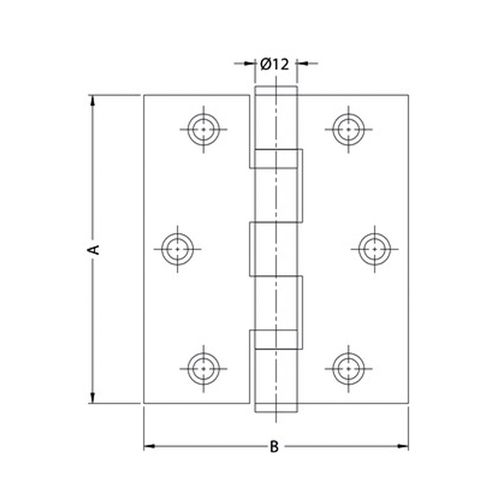 Dobradiça com Rolamento 3.5"x3" Reta Inox Escovado Hafele