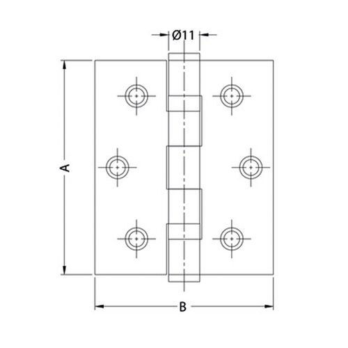 Dobradiça com Rolamento 3x2.5mm Reta Inox Fosca Hafele