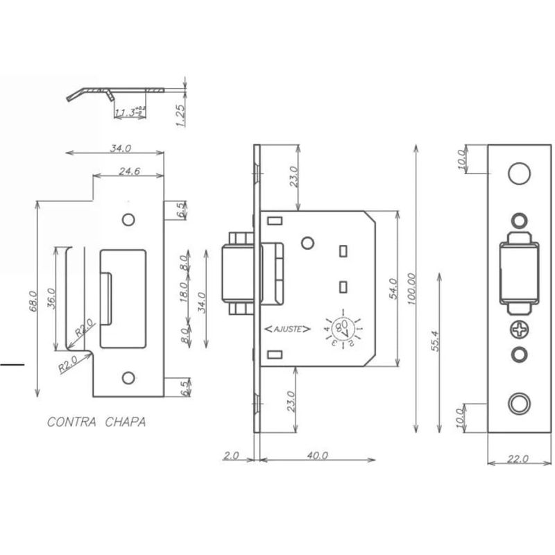 Fechadura Rolete 4005 Auxiliar Inox Polido Arouca 42191_02