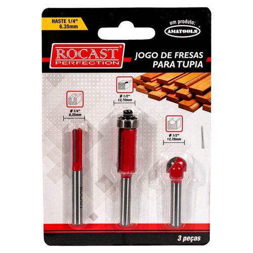 Jogo de Fresas para Tupia Rocast 3 Peças Amatools