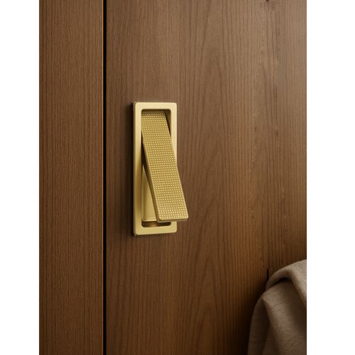 Puxador Piano de Embutir Pequeno Dourado Matte Zen