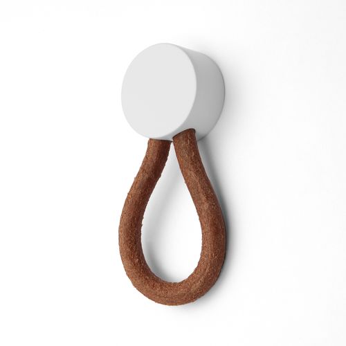 Puxador Fune Branco com Couro Zen