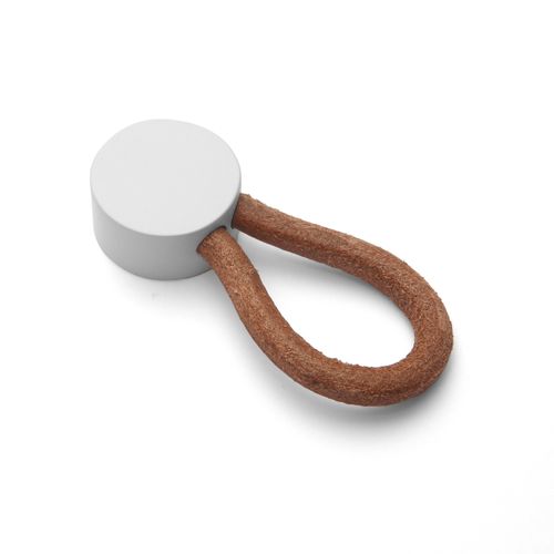 Puxador Fune Branco com Couro Zen