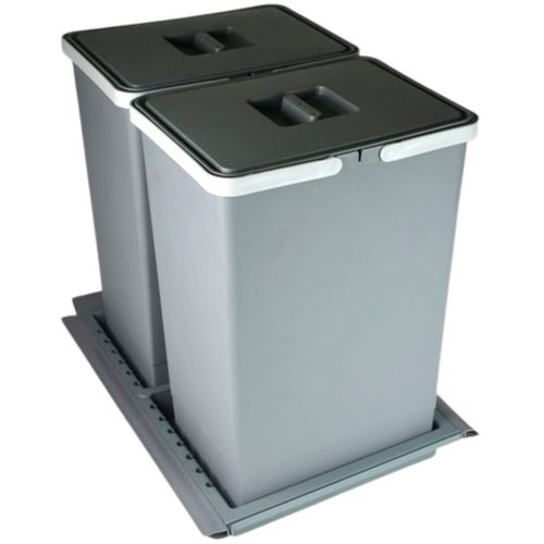 Conjunto 2 Lixeiras Metropolis 24 Litros com Base Grande Cinza Zen