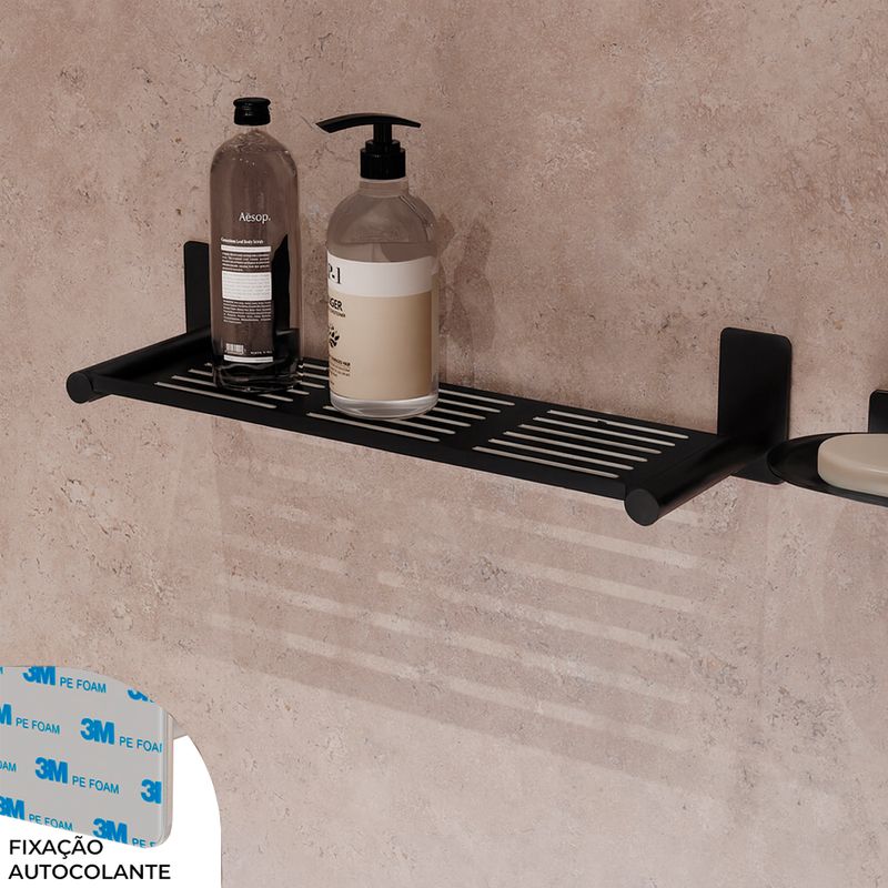 Porta Shampoo Delia 400 mm Aco Inox 304 Preto Italy Line 82744_02