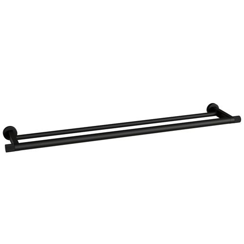 Porta Toalha Duplo Zigrinato Diverse 600 mm Aço Inox 304 Preto Italy Line