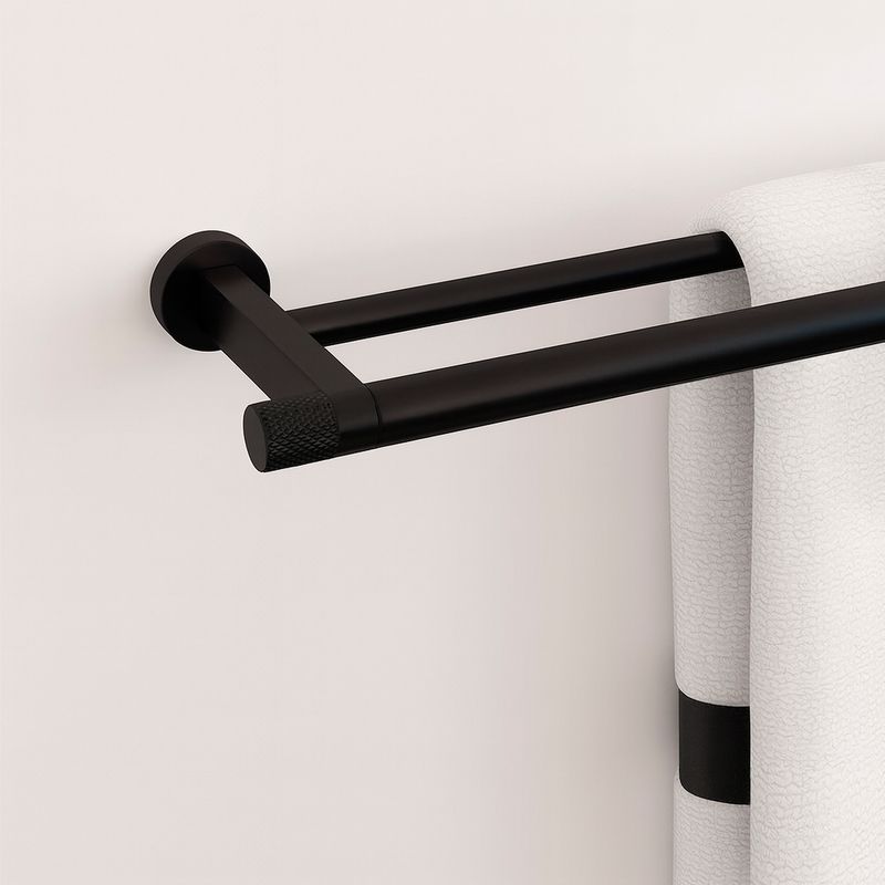 Porta Toalha Duplo Zigrinato Diverse 600 mm Aco Inox 304 Preto Italy Line 82750_01