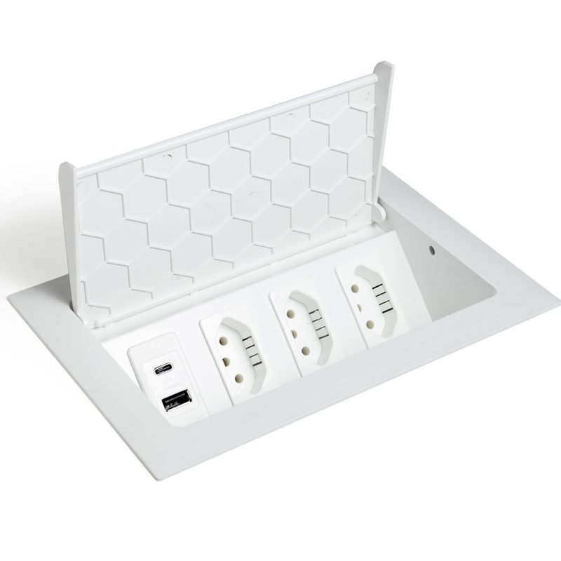 Caixa Pop 4 Blocos com 3 Tomadas 20A e Usb A e C Branco Qtmov 82670_0