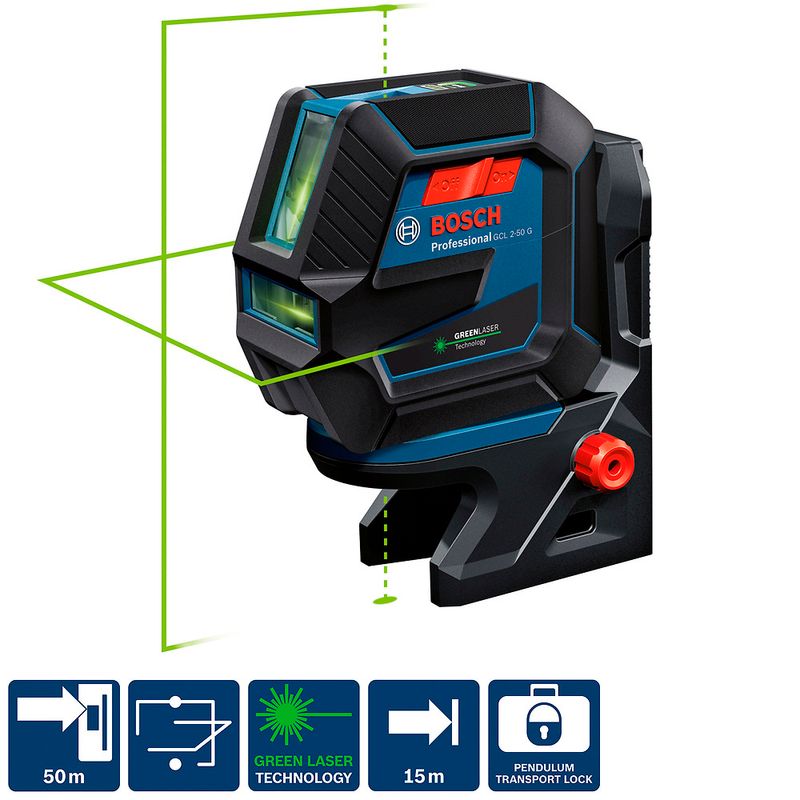 Nivel a Laser de Linhas Verdes 15 Metros com Pontos Gcl 2-50 G Bosch 62135_02