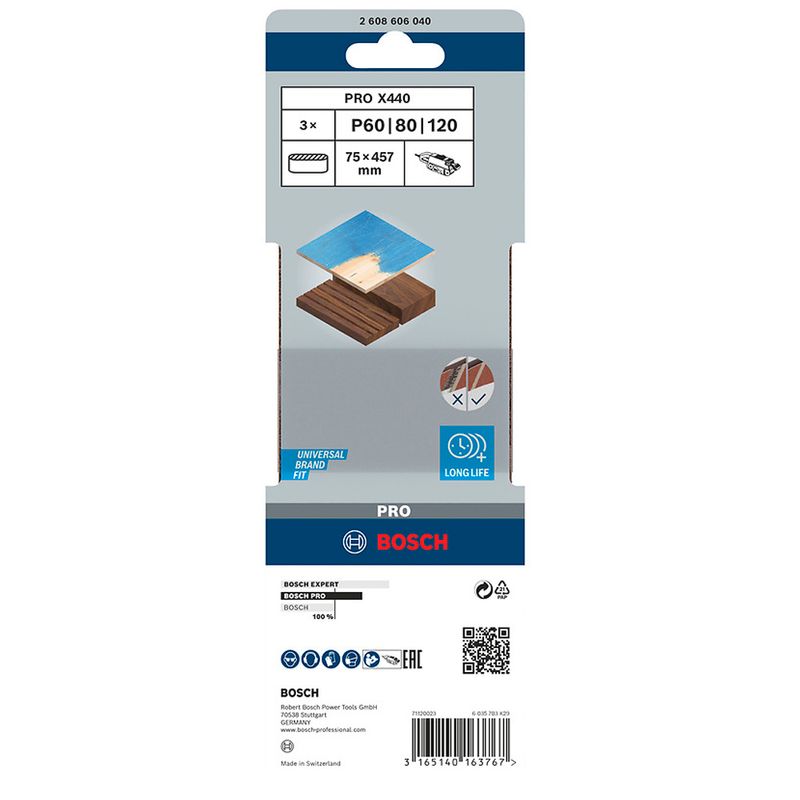 Jogo de Cintas de Lixa Best Wood Paint X440 75x457 Mm G60-80-100 Bosch 66123_01
