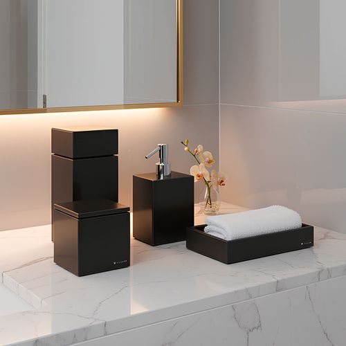 Conjunto de Bancada 4 Peças Box Preto Fosco Banho Mais