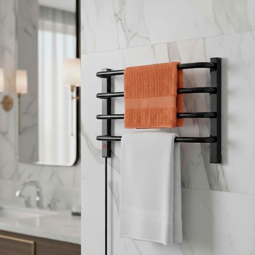 Toalheiro Térmico para 1 Toalha 220V Fio Esquerdo Preto Flape