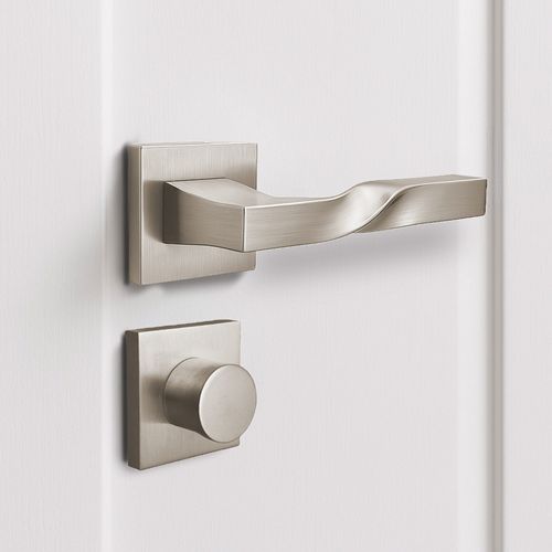 Maçaneta Narval Banheiro Quadrada Níquel Escovado Zen