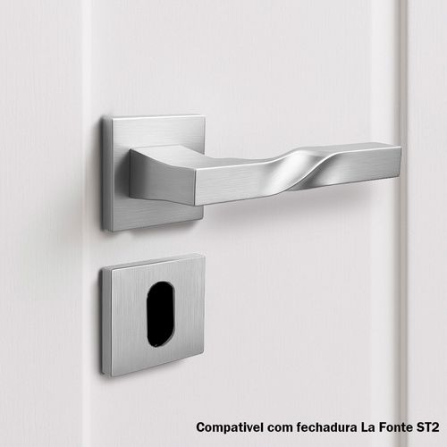 Maçaneta Narval Externa Quadrada Cromo Escovado Zen