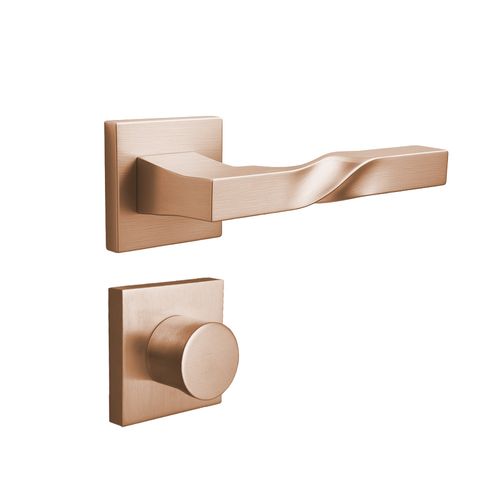 Maçaneta Narval Banheiro Quadrada Rosê Escovada Zen