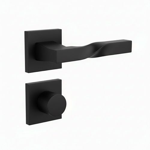 Maçaneta Narval Banheiro Quadrada Preta Zen