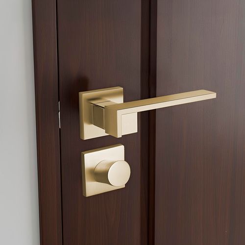 Maçaneta Banheiro Quadrado Gold Escovado Break Zen