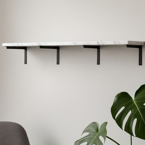 Suporte de Prateleira L 15x35cm Preto Reforçado em Aço Bals