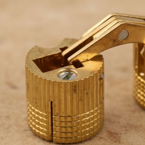 Dobradiça Invisível Cilíndrica Ø12mm Latão Natural 180° Hardt