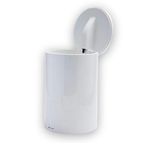 Lixeira com Tampa Redonda Soft Close Branco Fosco Banho Mais