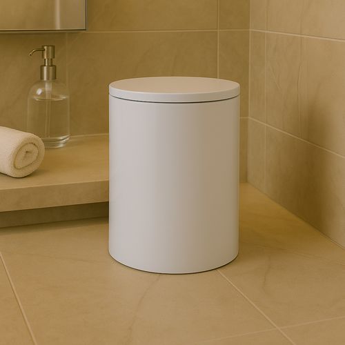 Lixeira com Tampa Redonda Soft Close Branco Fosco Banho Mais