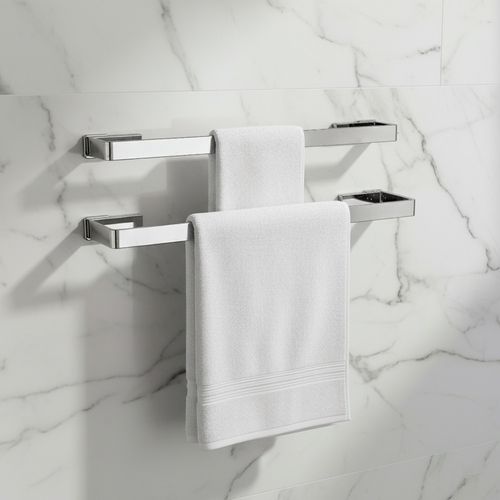 Toalheiro Spirit Duplo 500mm Inox Polido com Cromado Zen