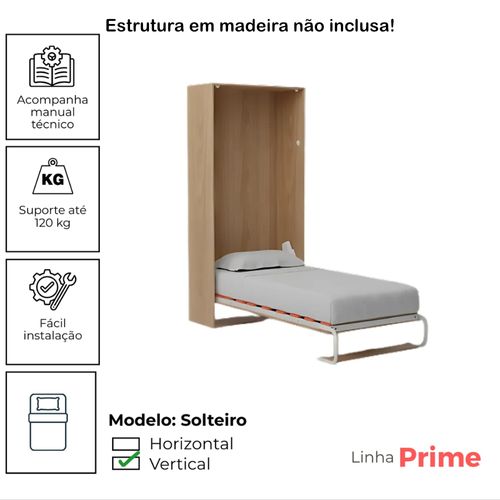 Kit de Ferragens para Cama Articulada Vertical Solteiro Prime 90 x 190 cm Orangebed