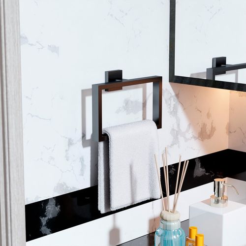 Toalheiro Argola 220mm Eterna Preto Italy Line