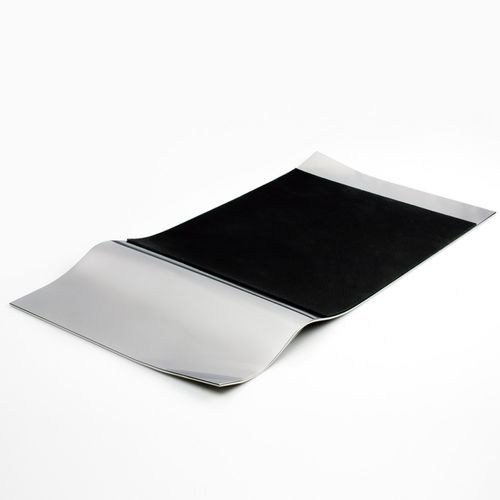 Bandeja Paper Inox Polido e Couro Preto Zen