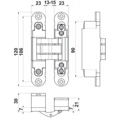 Dobradiça Invisivel IN230 60Kg Prata Hafele