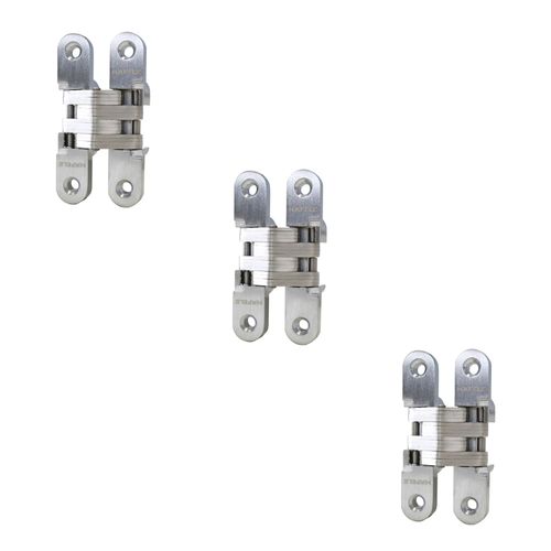 Kit com 3 Dobradiças Invisível 95 x 19mm Cromo Escovado Hafele