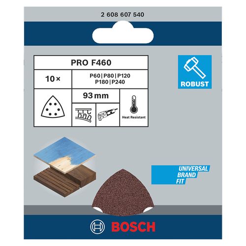Kit com 10 Folhas de Lixa Delta PRO F460 93mm Bosch
